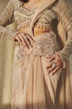 Peacock Feather Wrap Around Drape Saree