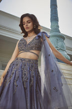 Cutdana Embroidered Blouse & Skirt Set