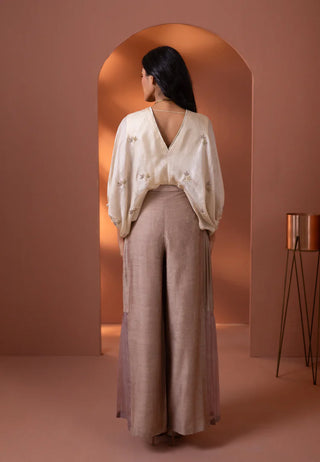 Tussar Silk Embroidered Top Set