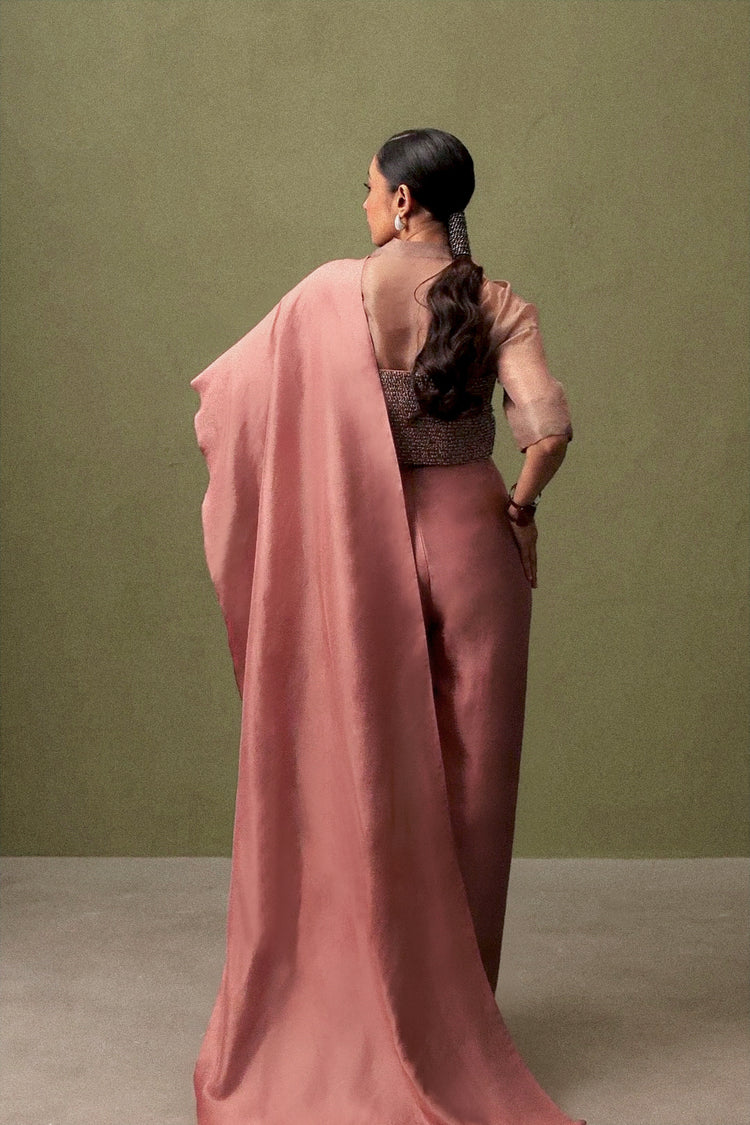 Coral Symphony Draped Pant Set