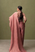 Coral Symphony Draped Pant Set