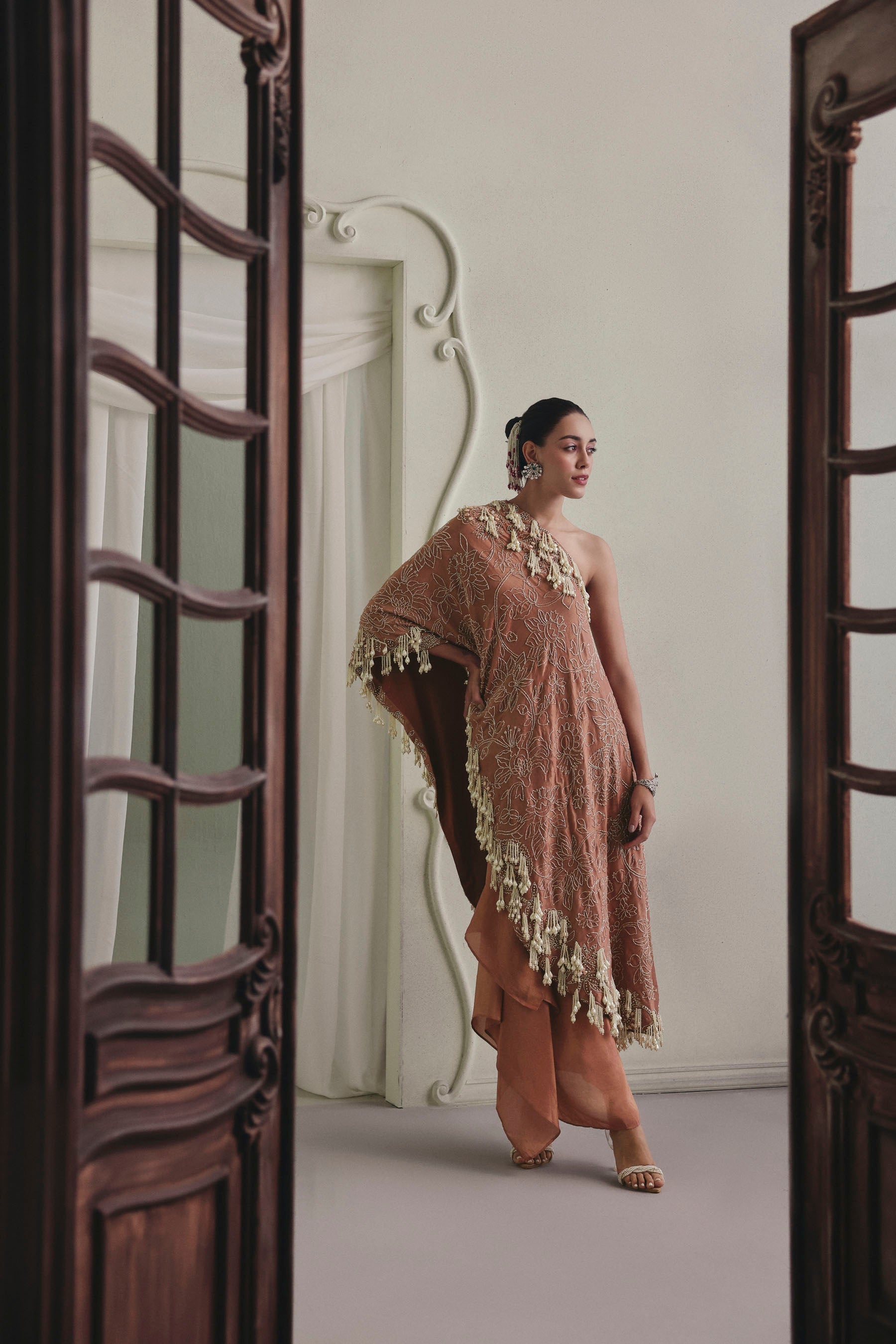 Blush Elan Draped Skirt Set Secondary image