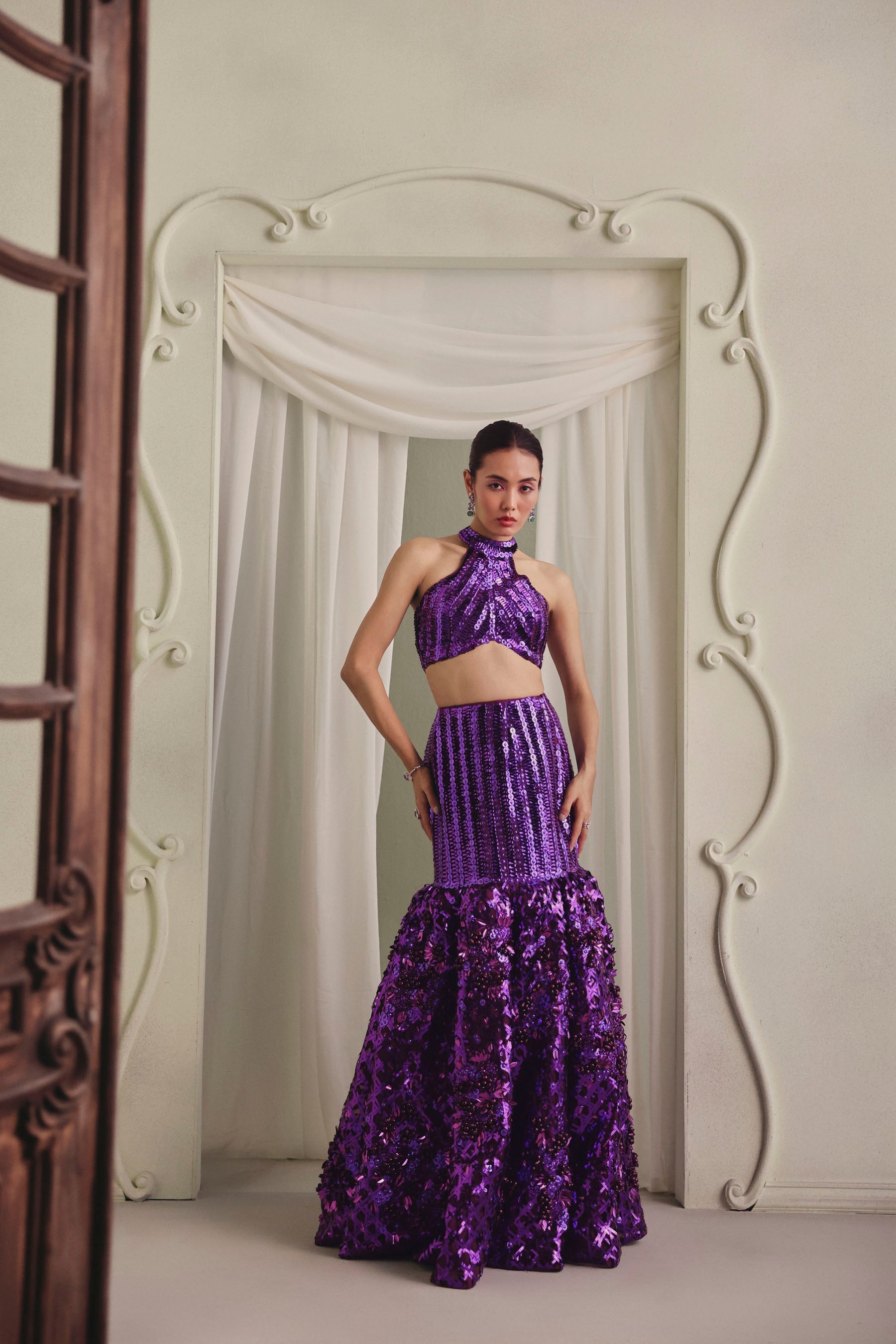 Metallic Mermaid Lehenga Main image