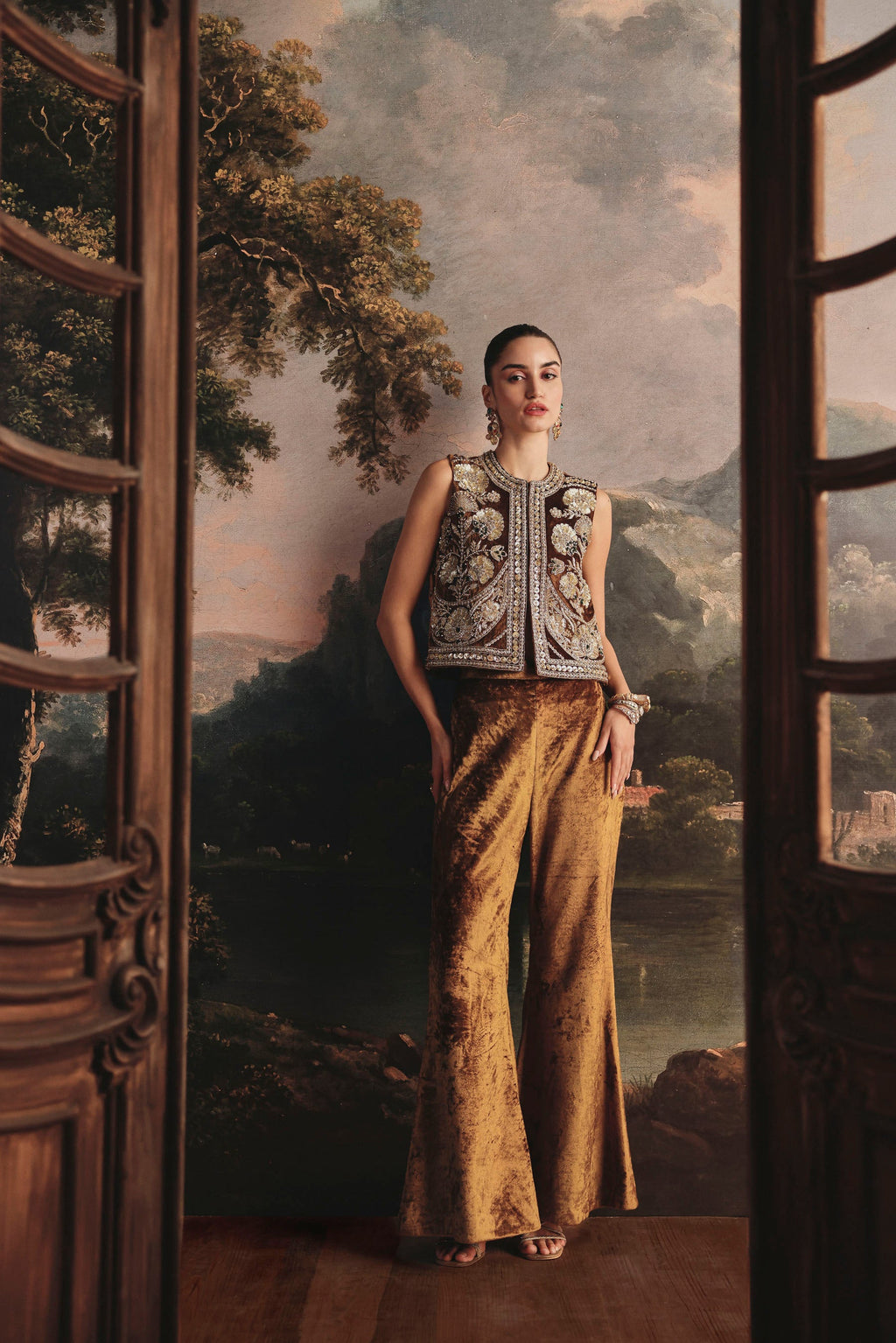 Ochre Velvet Pant Set