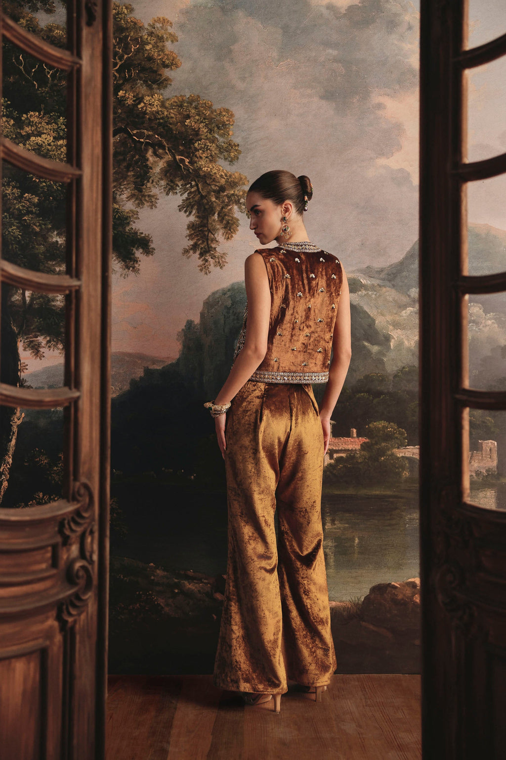 Ochre Velvet Pant Set