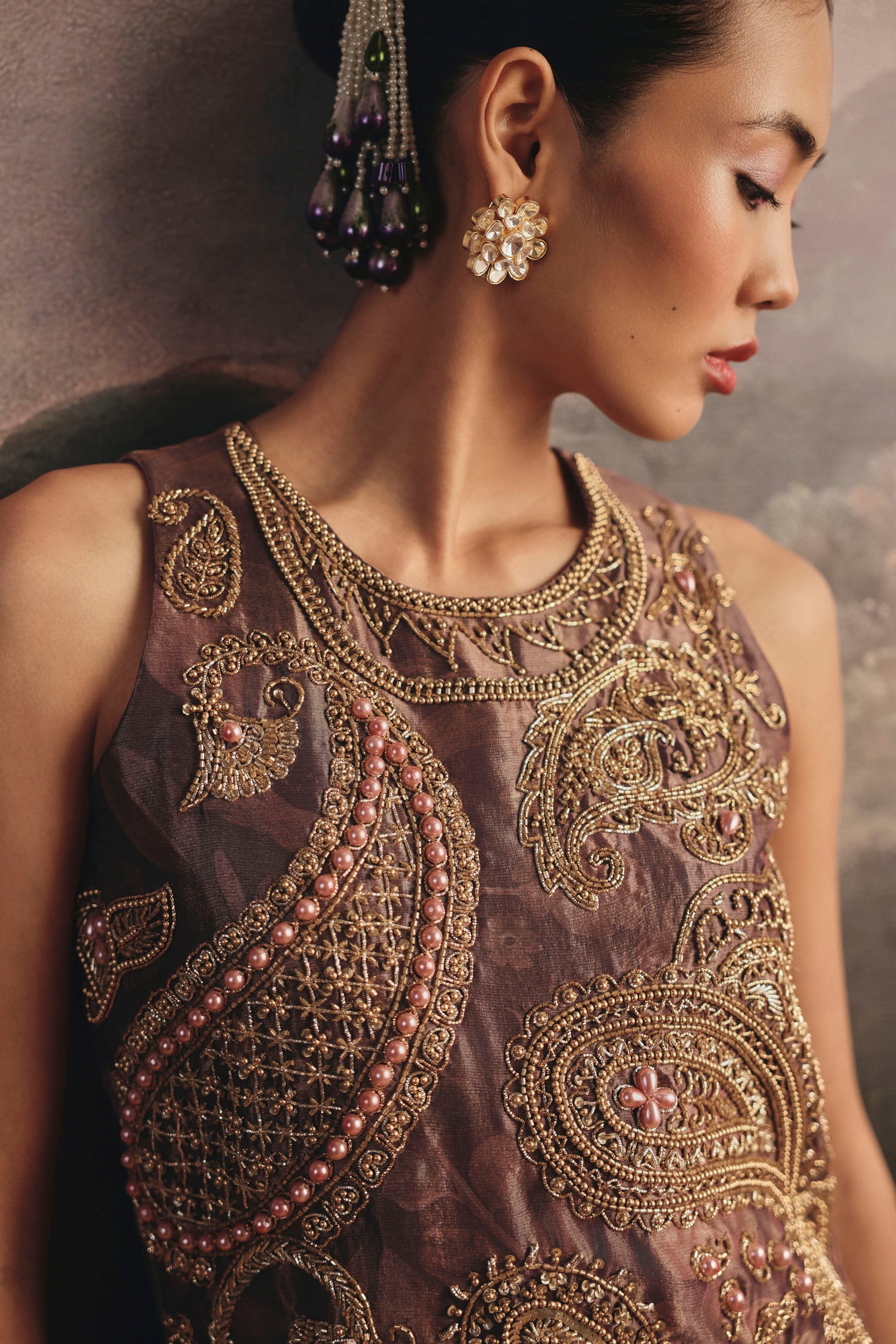 Mauve Paisley Kurta Set