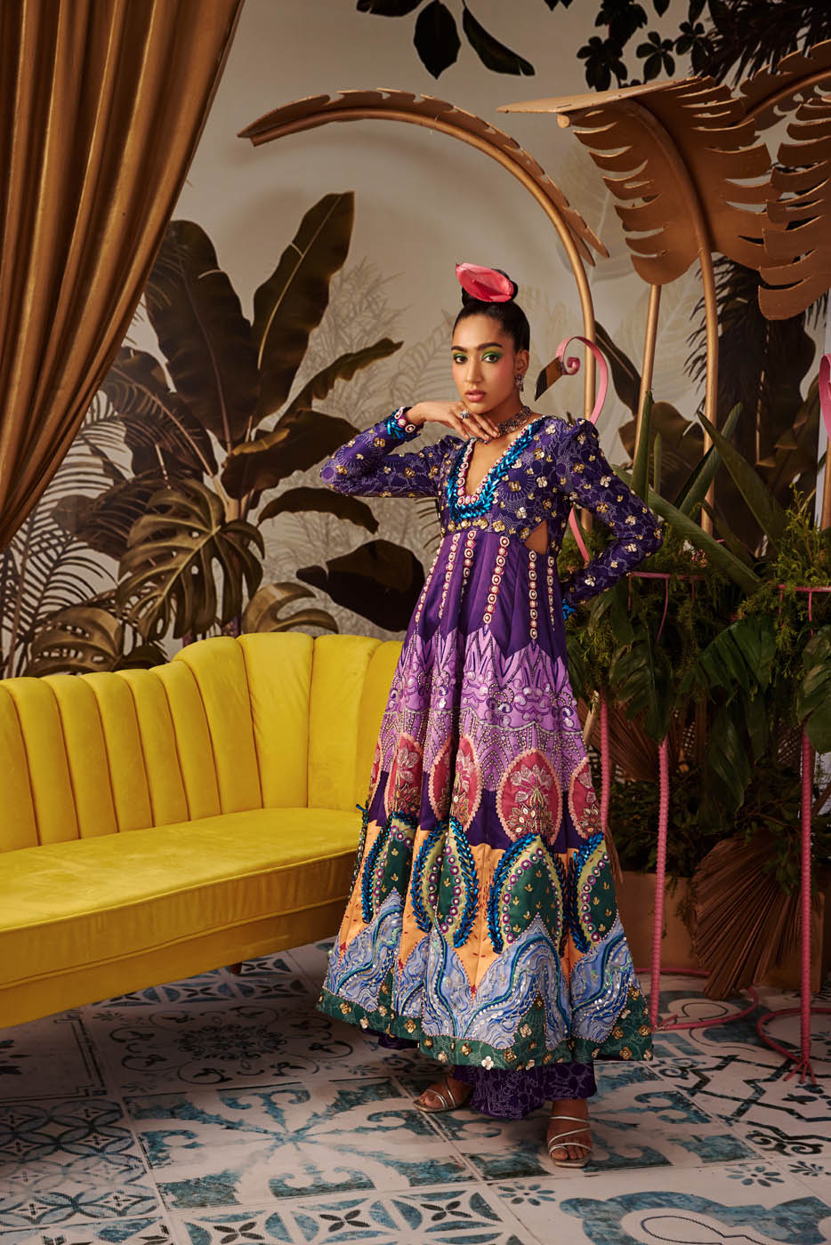 Purple Rain Anarkali Set Secondary image