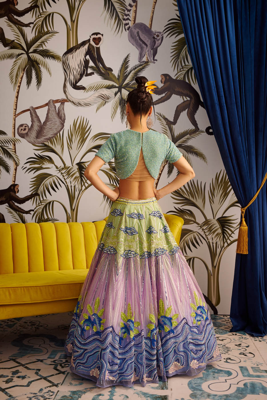 Amethyst Water Lehenga