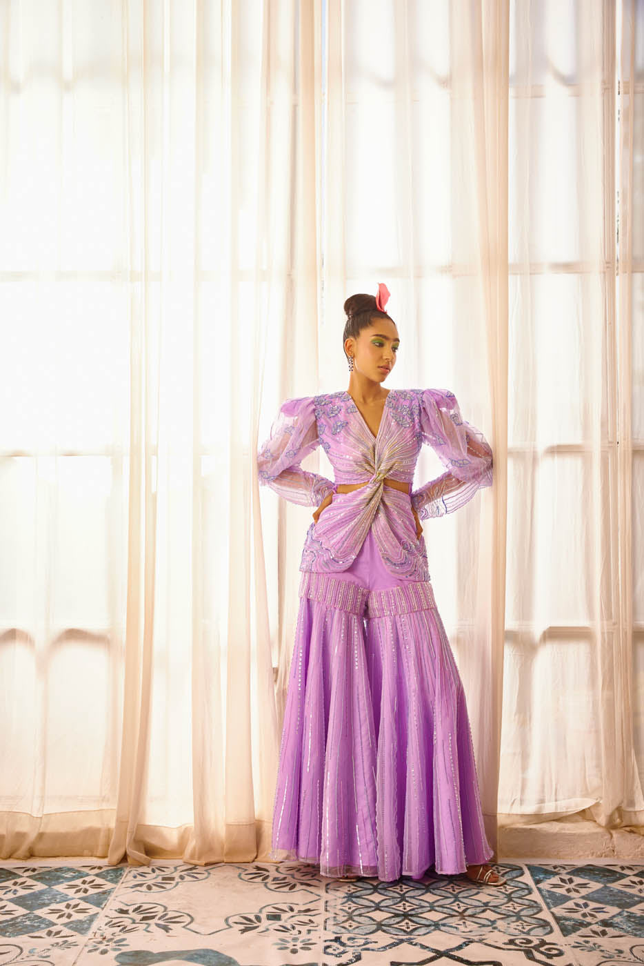 Dreamy Lilac Peplum Pant Set