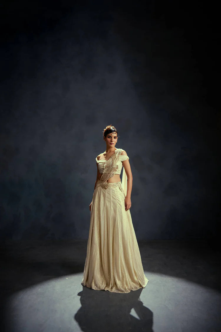 Opaline Draped Lehenga