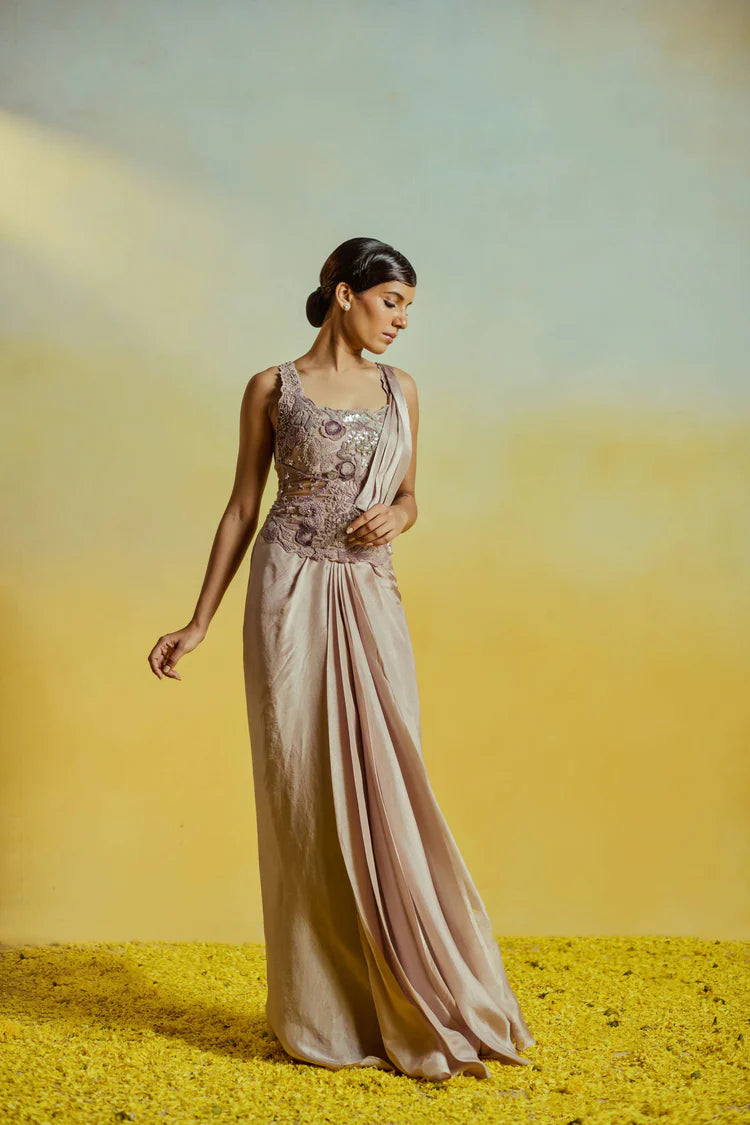 Desert Brush Draped Saree