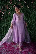 Crushed Silk Kurta Set with Dupatta