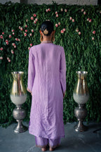 Chinese Collar Kurta Set with Contrast Design Dupatta