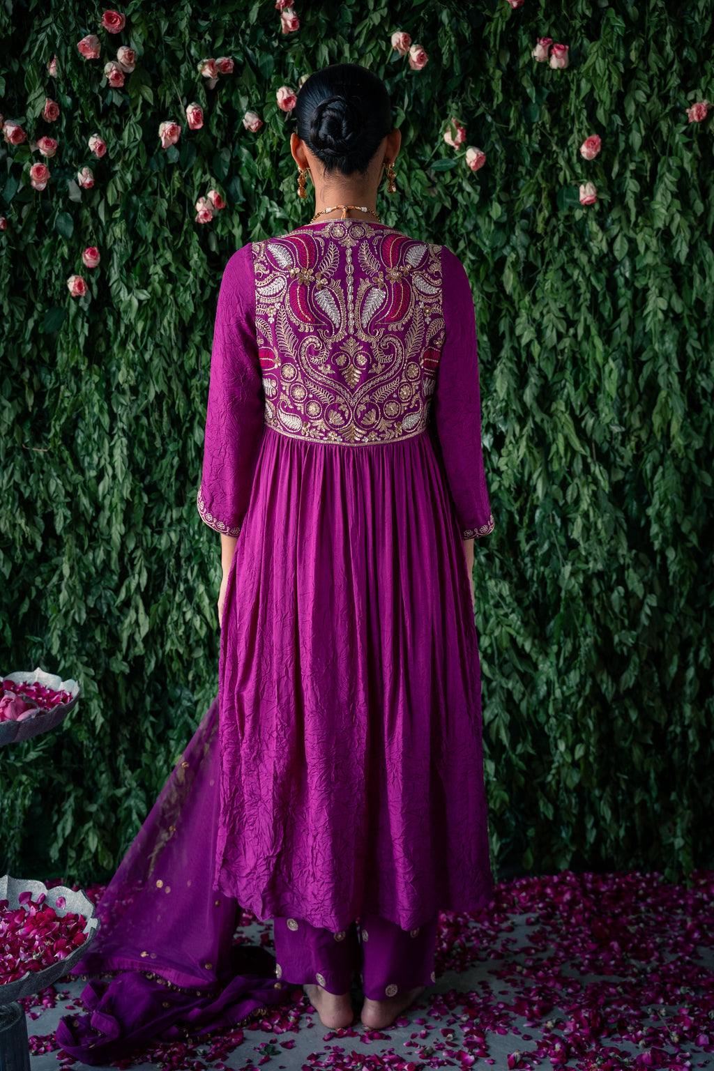 Butterfly designed embroidery kurta set with dupatta