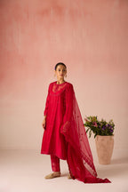 Gulaab Chanderi Silk Kurta Set