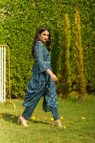 Bandhani Drape Pant Set
