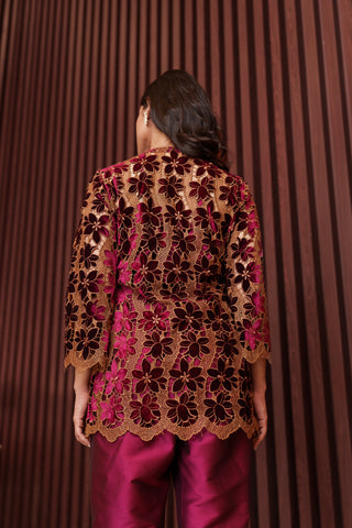 Rose Cutwork Jacket Set