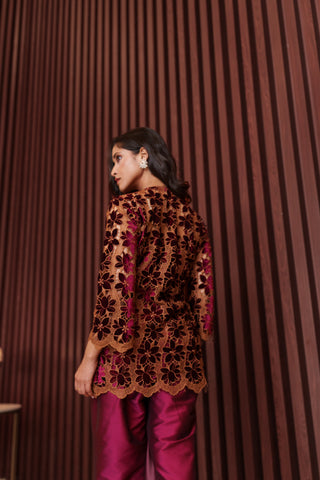 Rose Cutwork Jacket Set