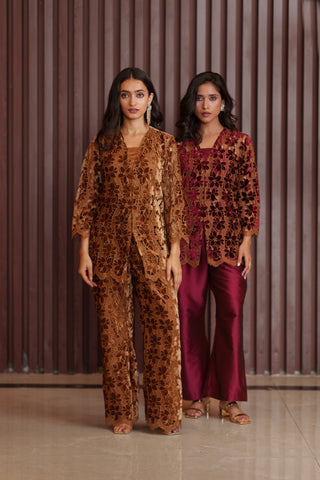 Rose Cutwork Jacket Set