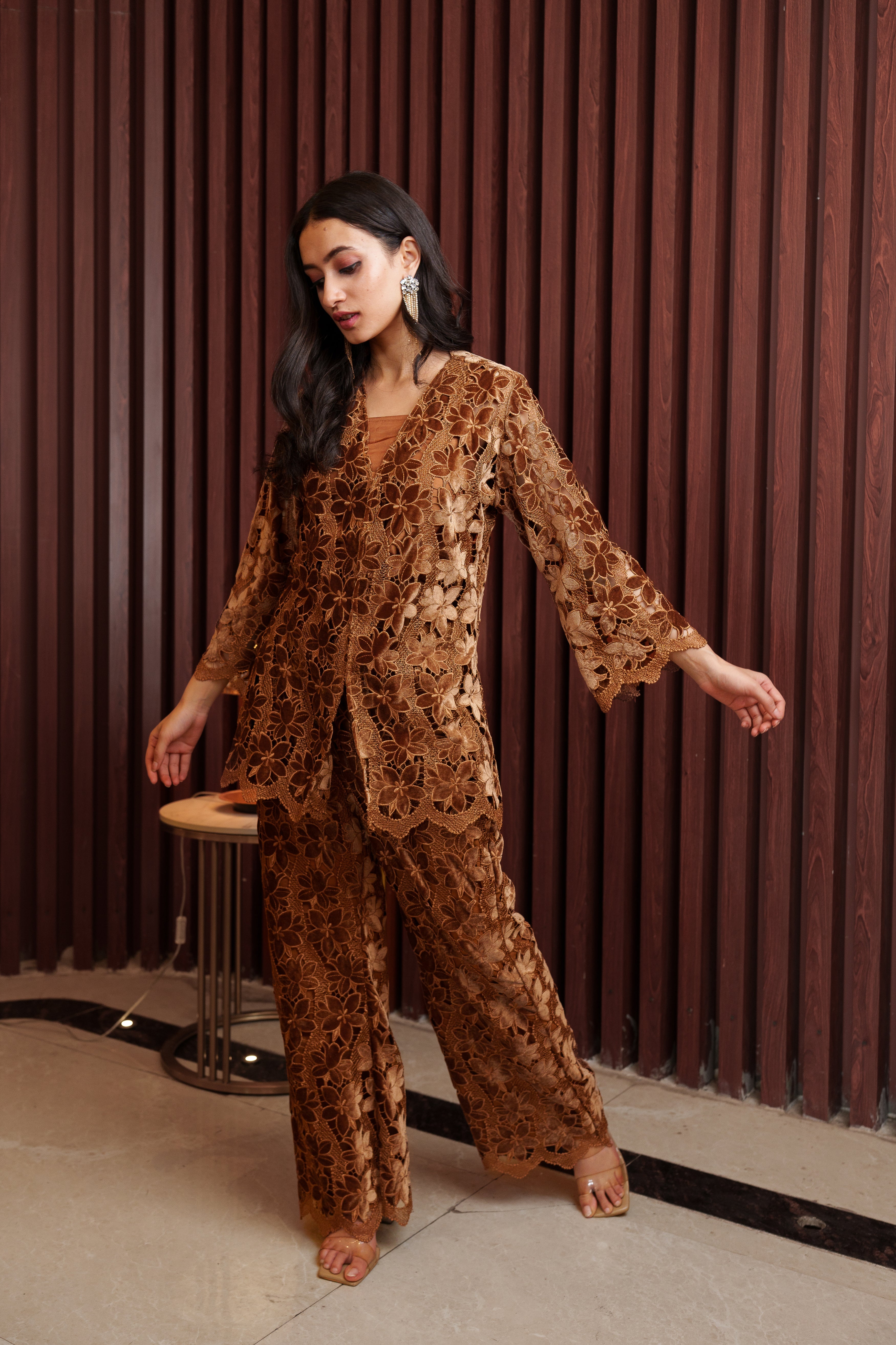 Velvet Cutwork Jacket Set Main image