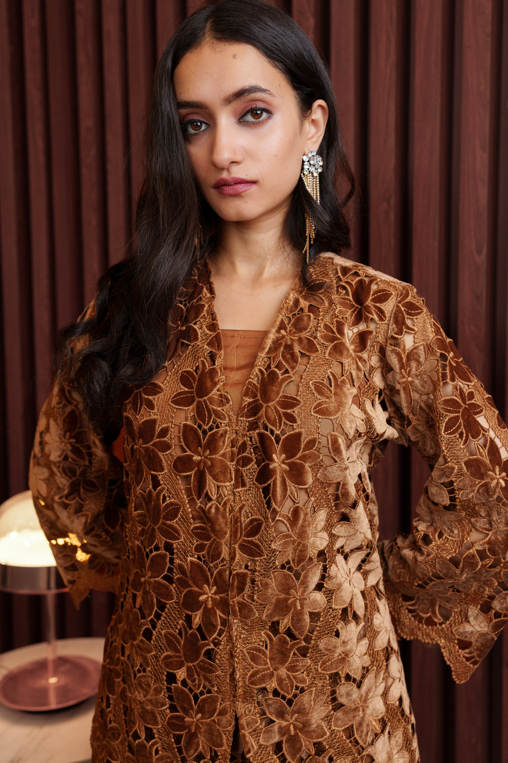 Velvet Cutwork Jacket Set