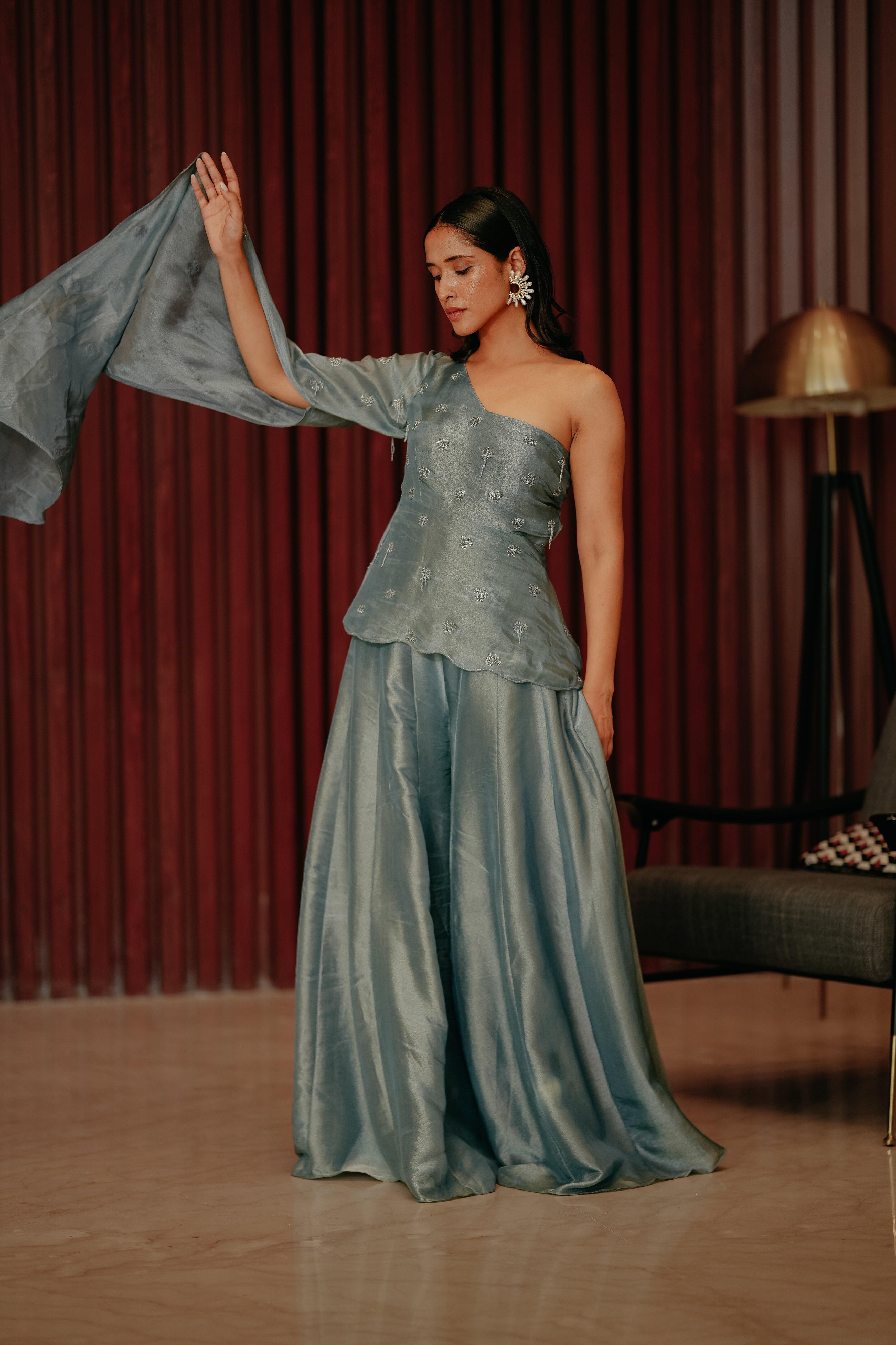 One Shoulder Top & Pallazo Set