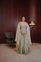 Tissue Ghagra with Embroidered Dupatta