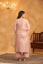 Creamy Peach Silk Chanderi Set