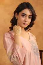 Creamy Peach Silk Chanderi Set