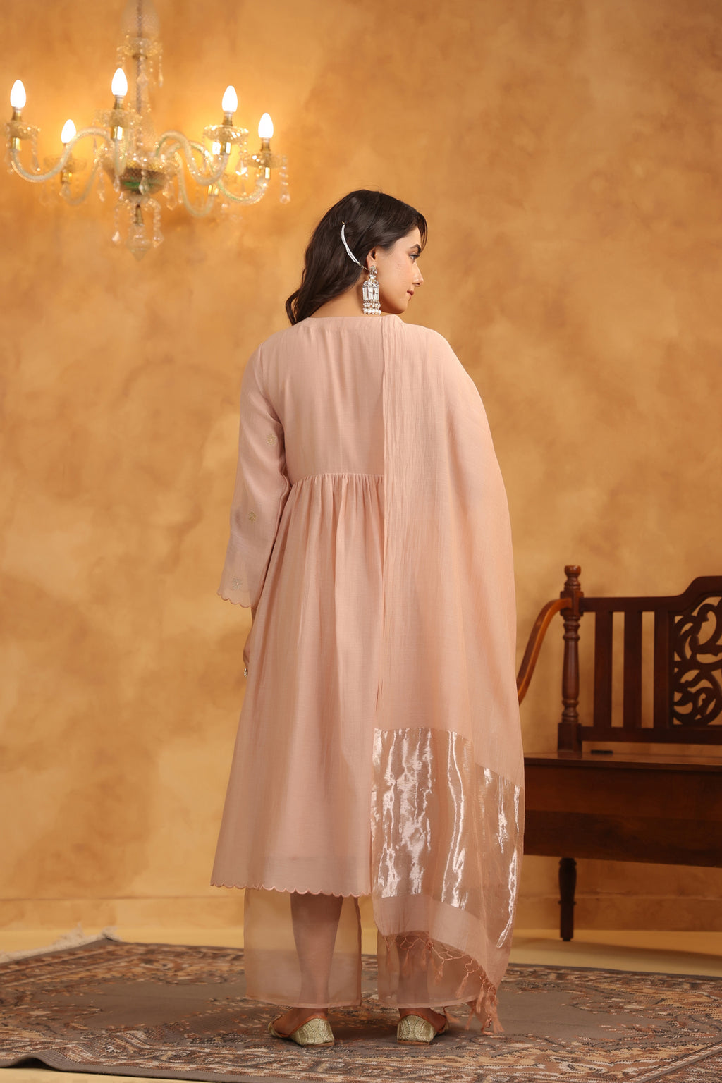 Rosy Embroidered Chanderi Suit Set