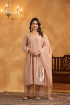 Rosy Embroidered Chanderi Suit Set