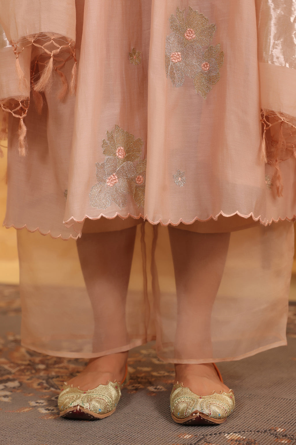 Rosy Embroidered Chanderi Suit Set