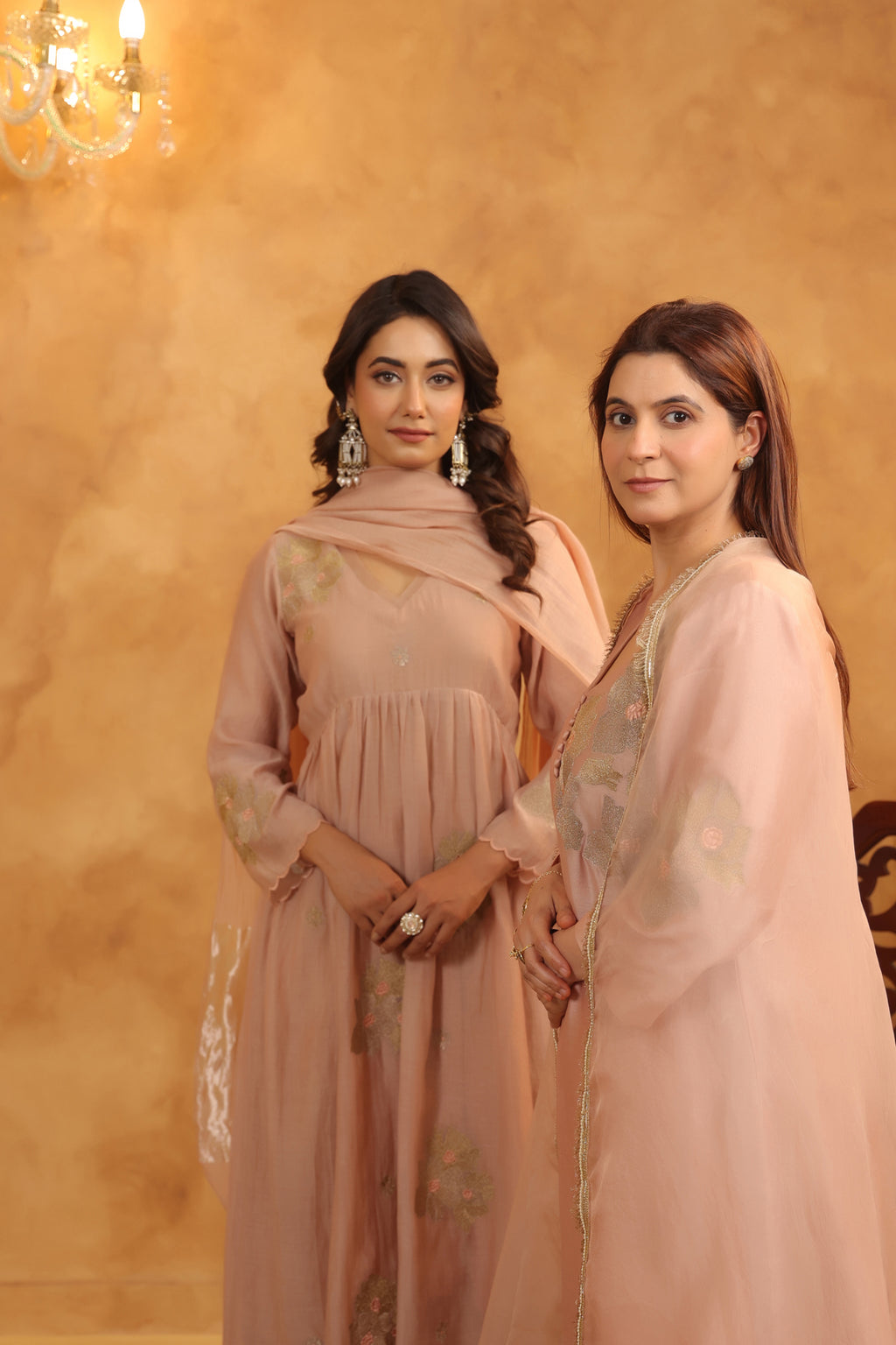 Rosy Embroidered Chanderi Suit Set