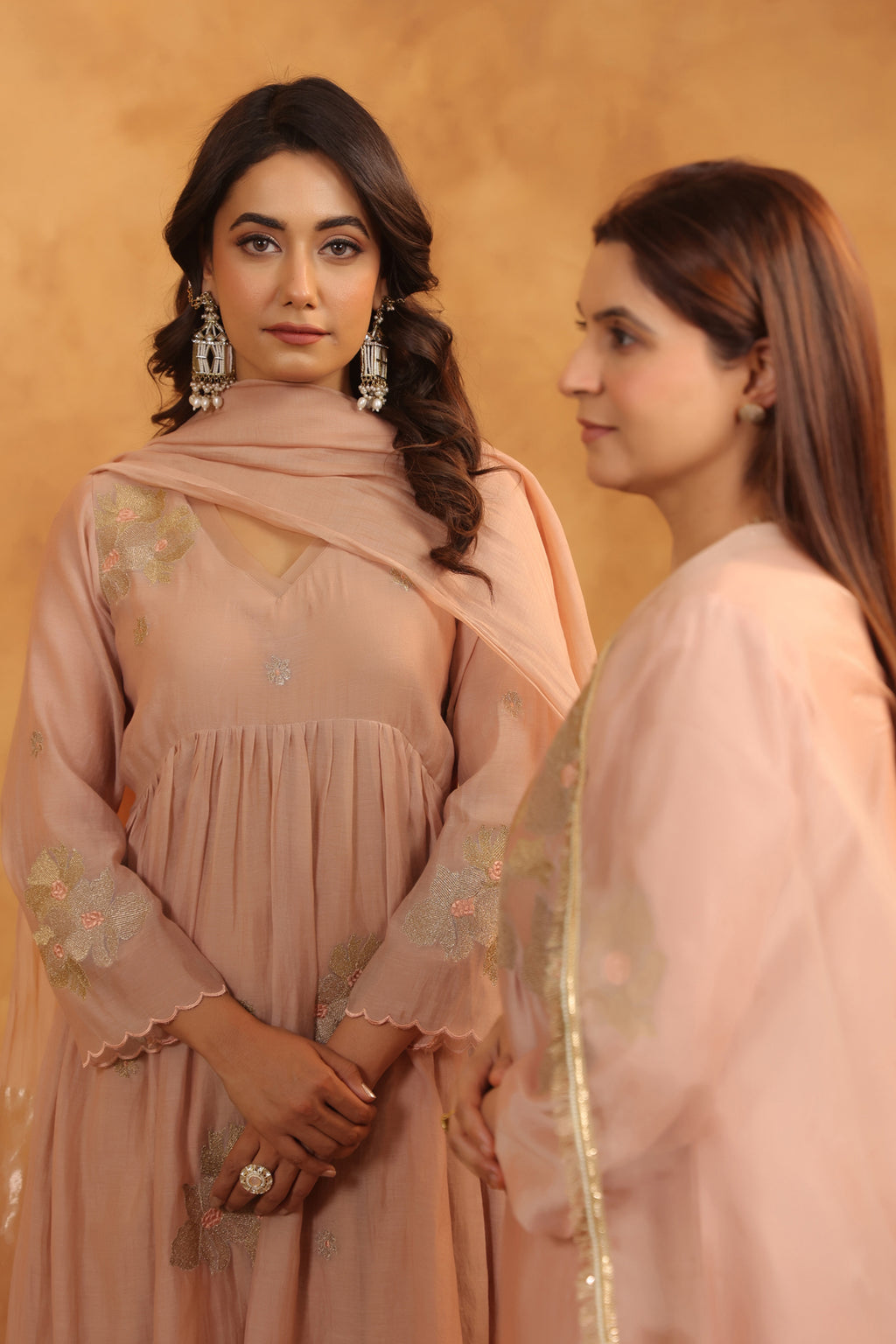 Rosy Embroidered Chanderi Suit Set