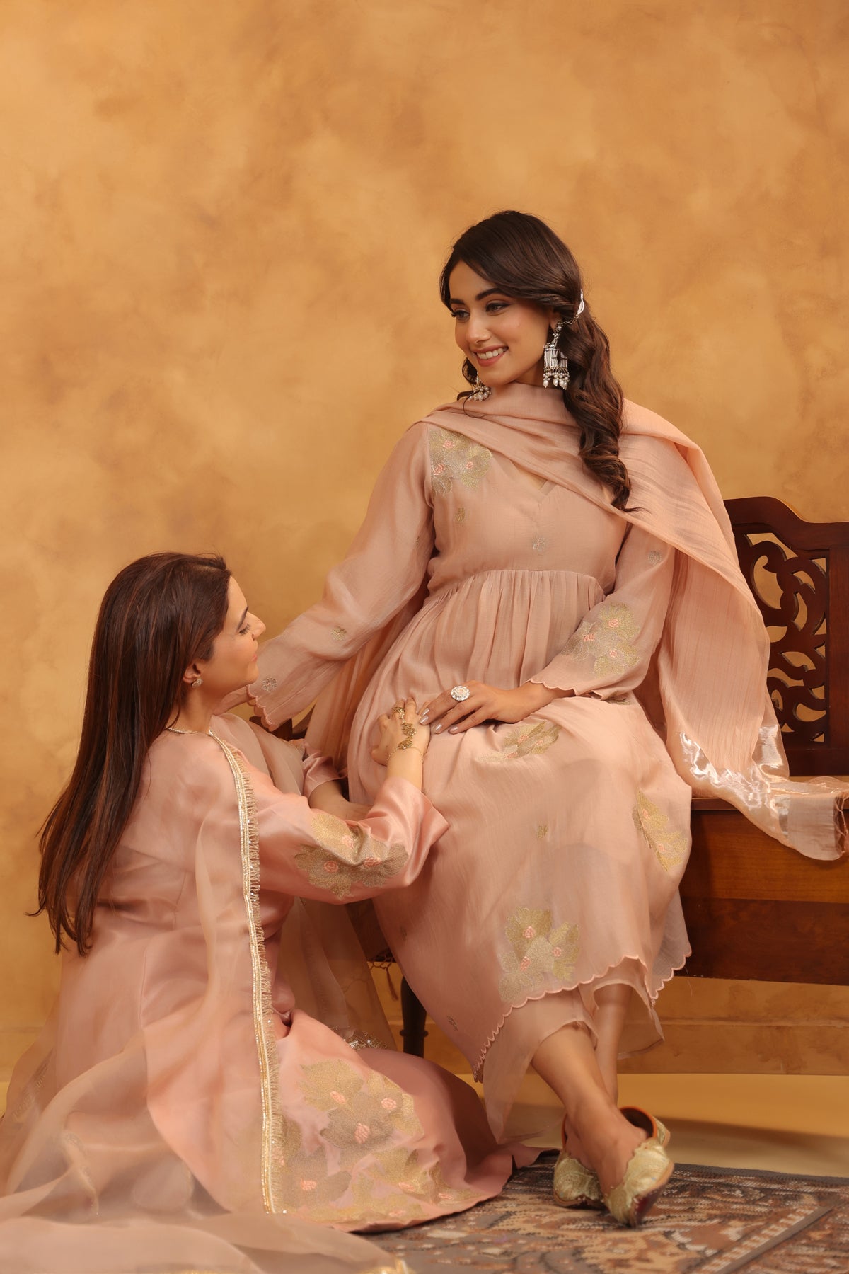 Rosy Embroidered Chanderi Suit Set