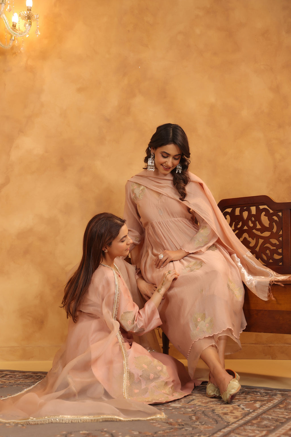 Rosy Embroidered Chanderi Suit Set