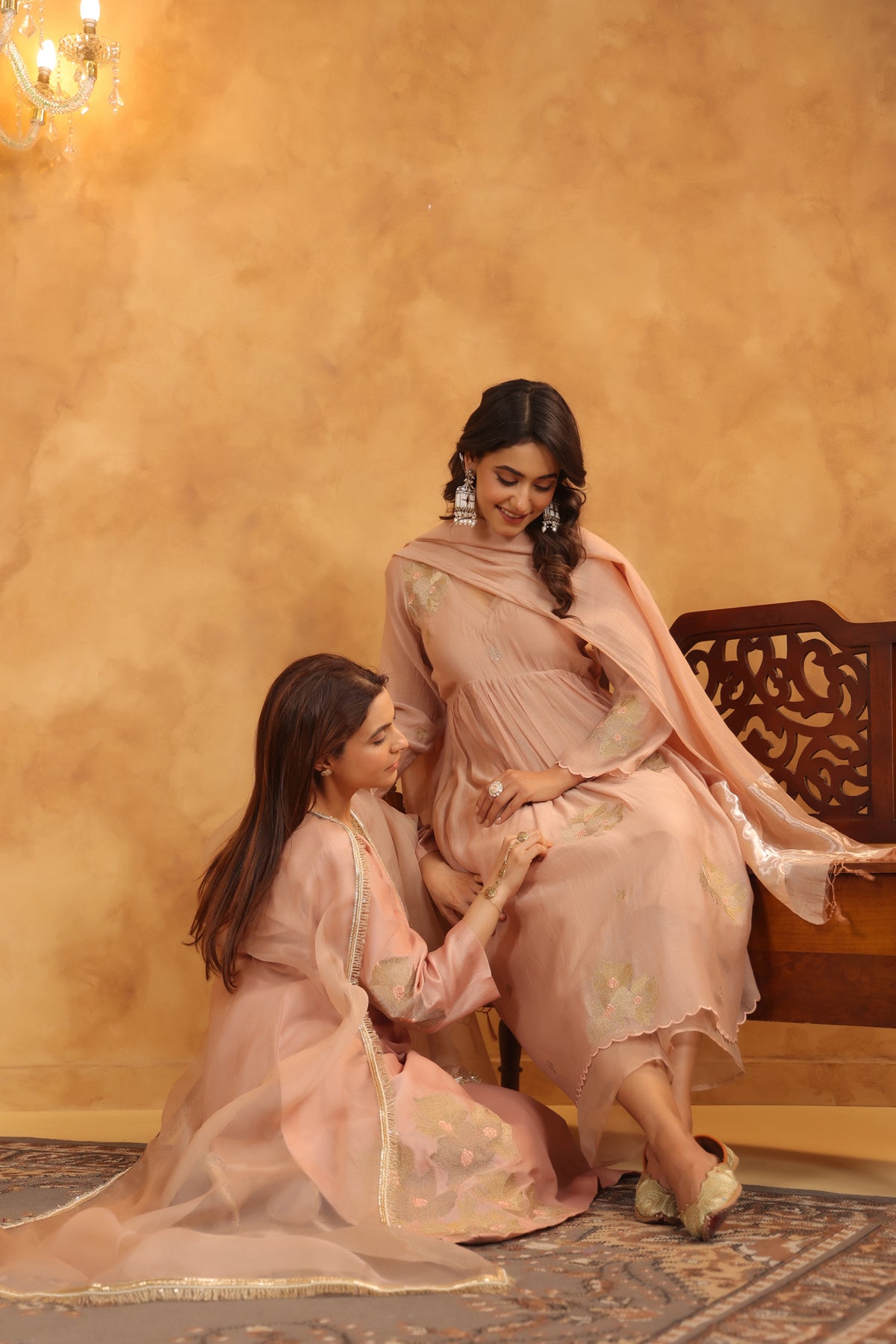 Rosy Embroidered Chanderi Suit Set