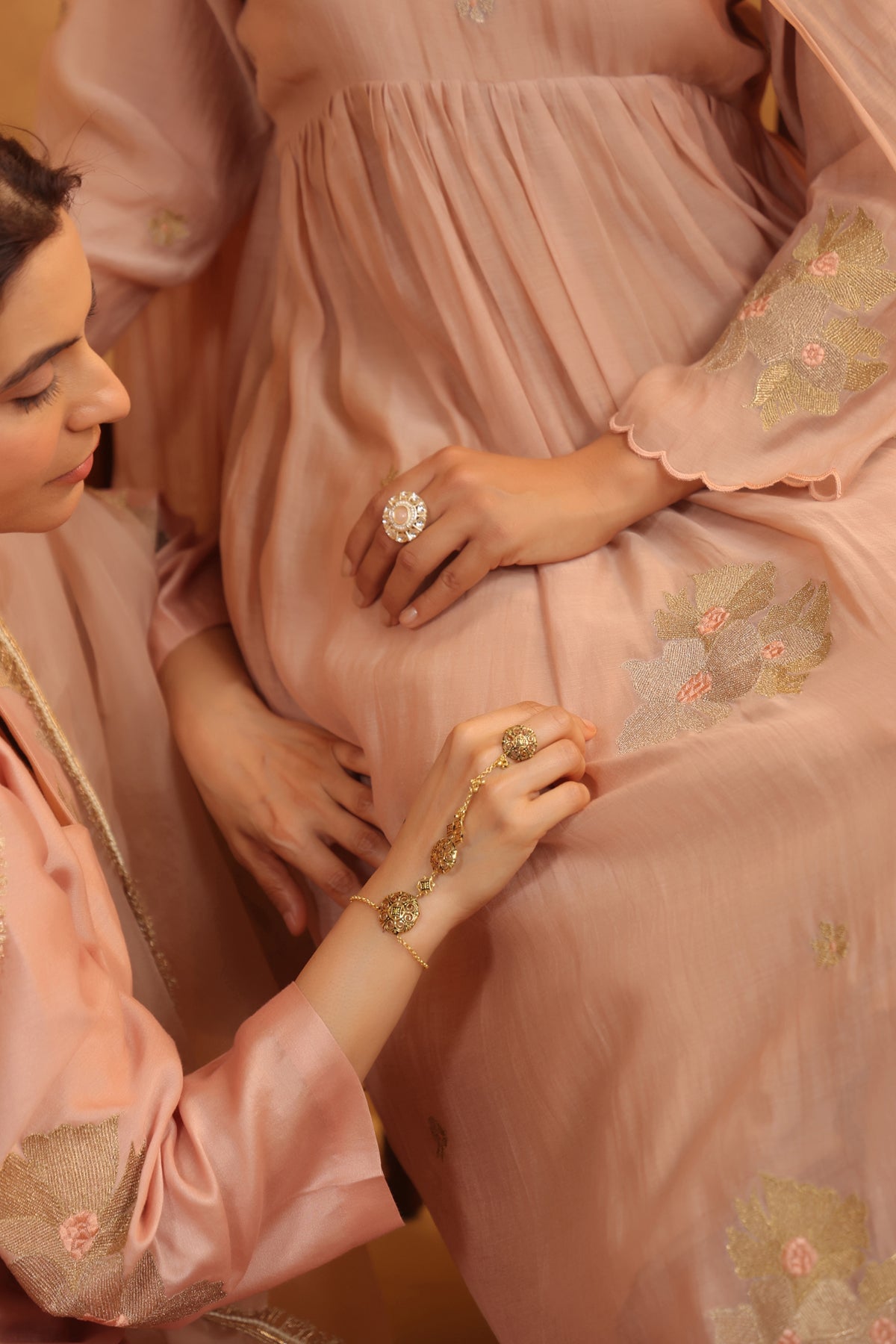 Rosy Embroidered Chanderi Suit Set