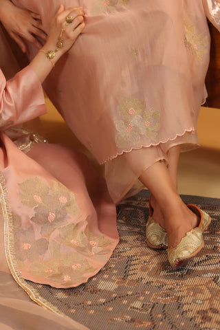 Rosy Embroidered Chanderi Suit Set