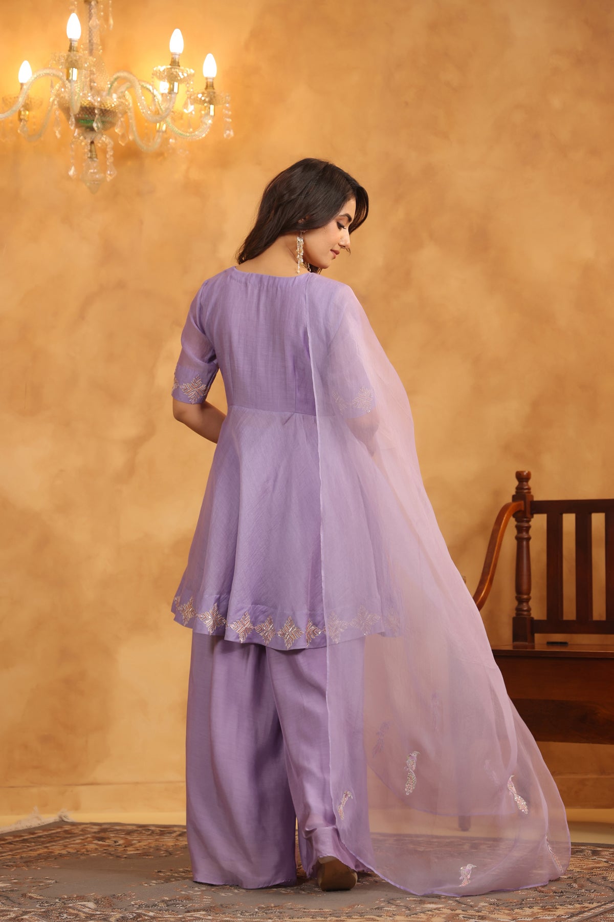 Majestic Mauve Sequenced Chanderi Set