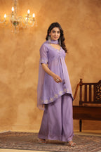 Majestic Mauve Sequenced Chanderi Set