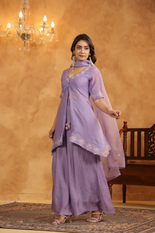 Majestic Mauve Sequenced Chanderi Set