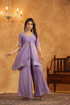 Majestic Mauve Sequenced Chanderi Set