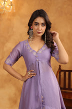 Majestic Mauve Sequenced Chanderi Set