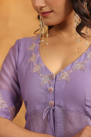 Majestic Mauve Sequenced Chanderi Set