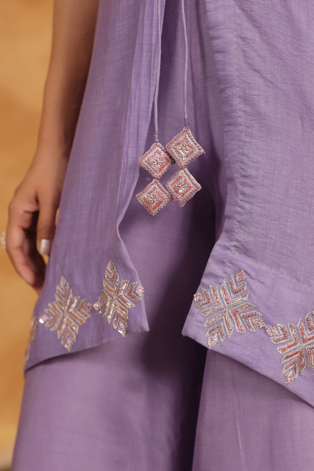 Majestic Mauve Sequenced Chanderi Set