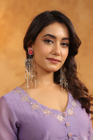 Majestic Mauve Sequenced Chanderi Set
