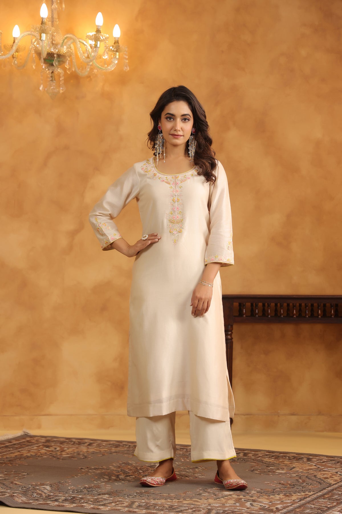 Ivory Bloom Hand Embroidered Kurta Set
