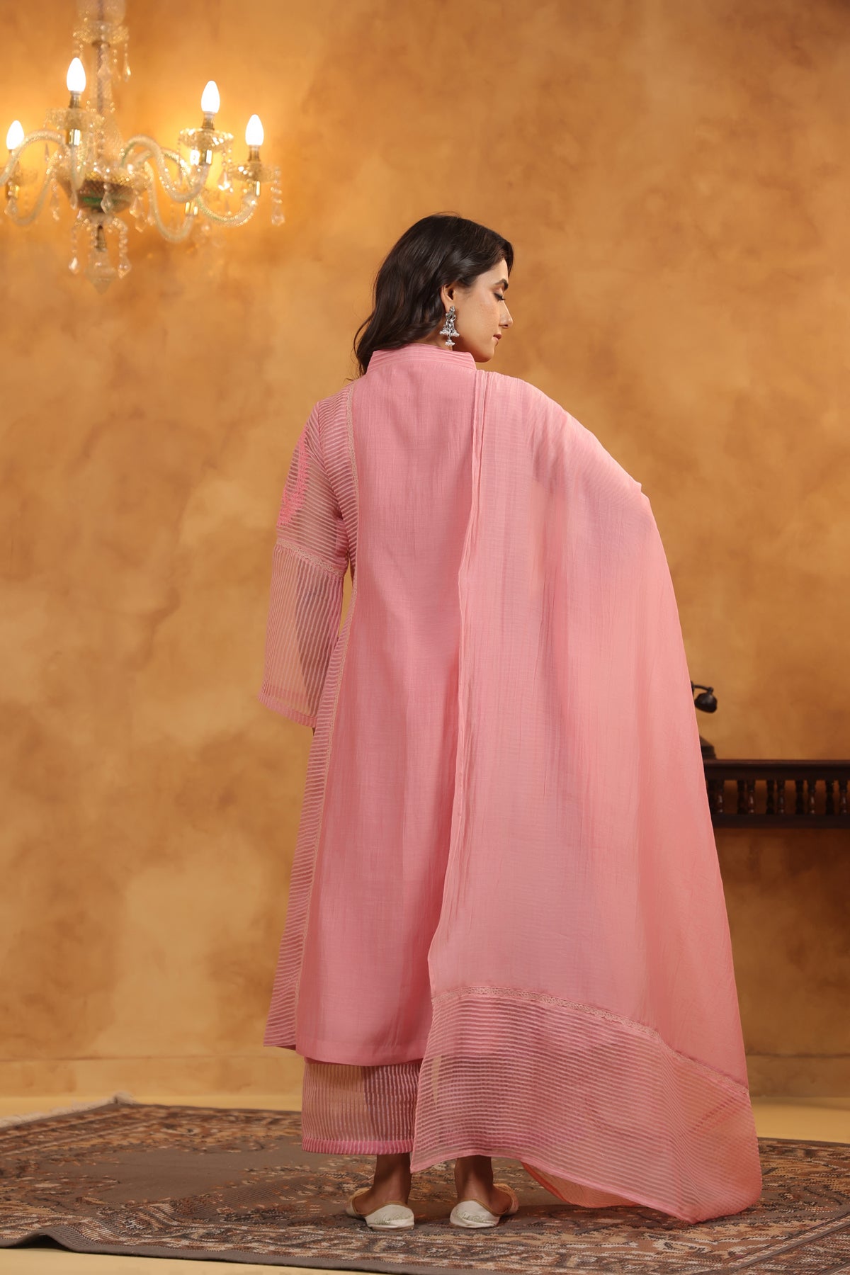 The Pink Mirage Chanderi Suit Set Secondary image
