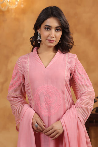 The Pink Mirage Chanderi Suit Set